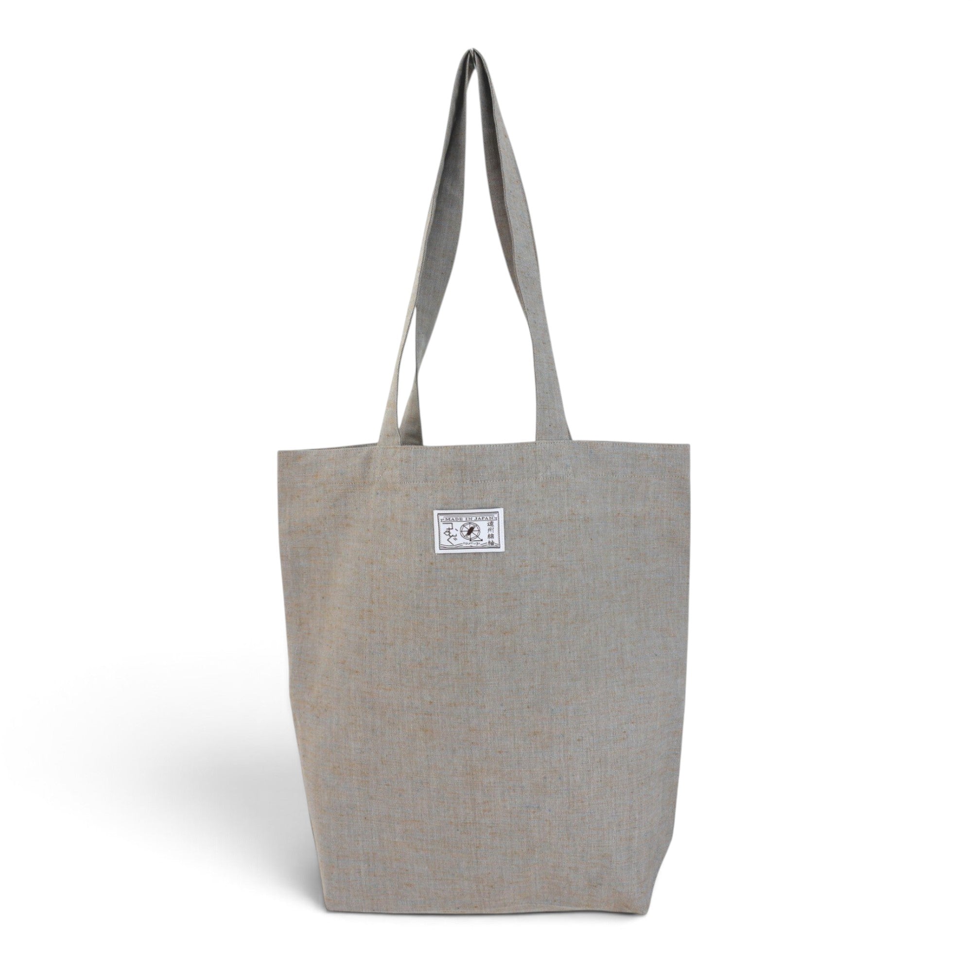 hibino eco-friendly cotton tote bag in light grey, made from traditional Japanese textile with a minimalist design.