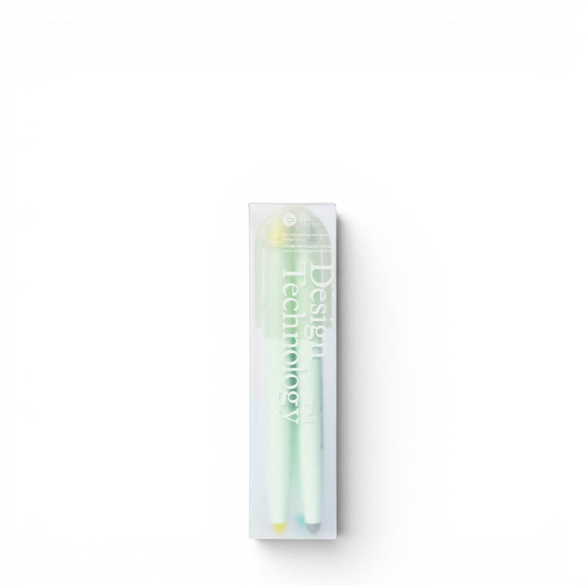 hibino Craft Design Technology Frixion highlighter 3-pack in a frosted case with soft yellow, blue, and gray inks.