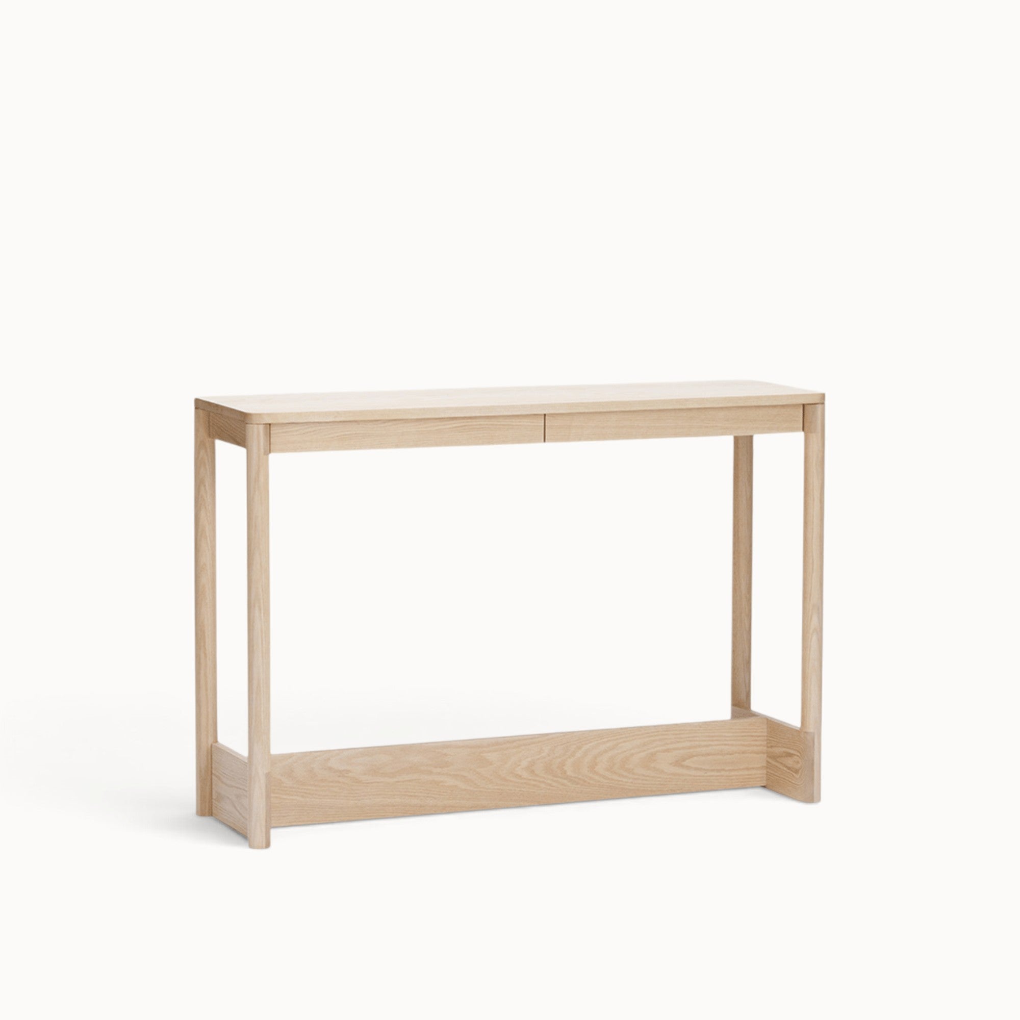 hibino Koyabari console table in light natural wood with traditional Japanese-inspired joinery and base beam