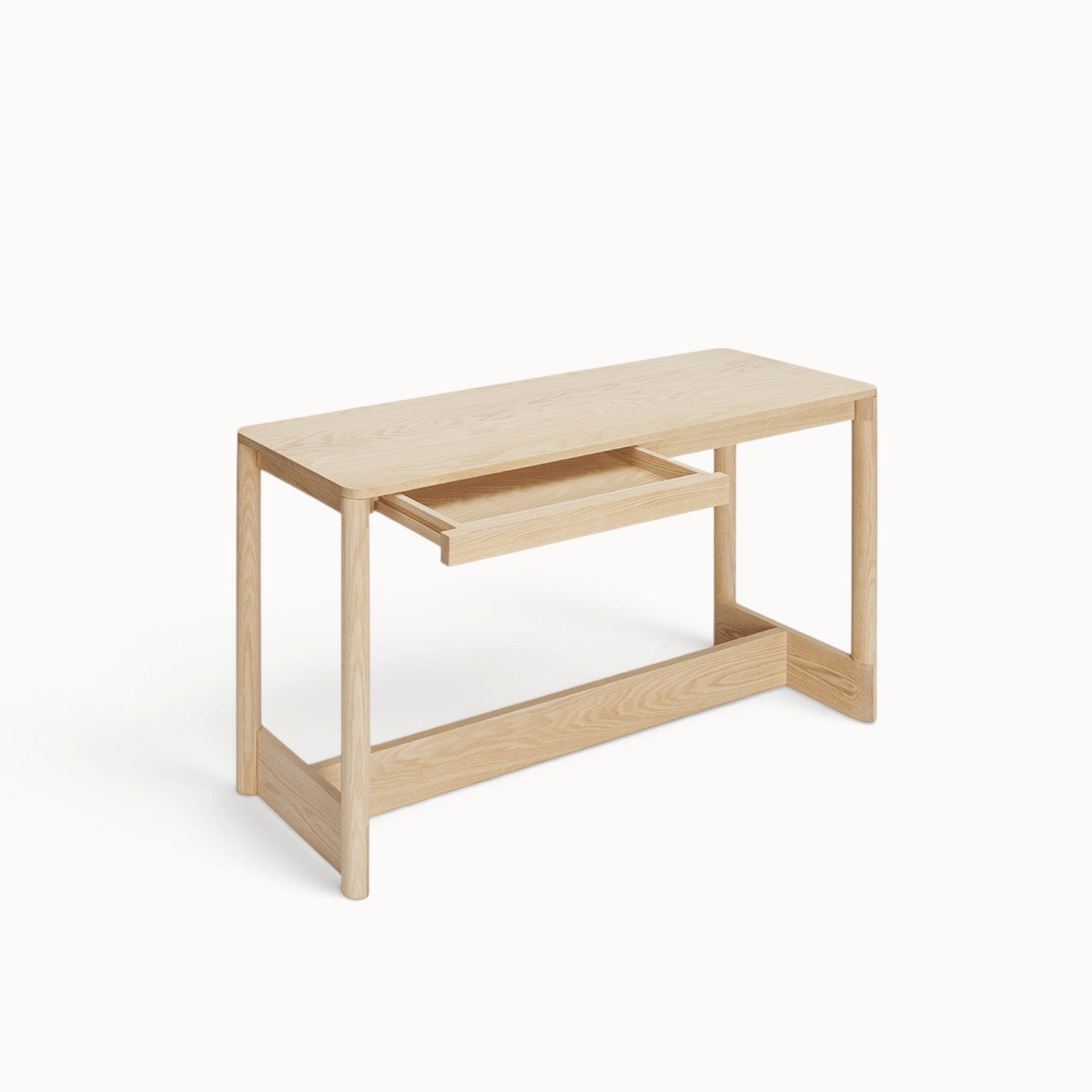 hibino Koyabari console table in light oak wood with a minimalist Japanese-inspired design and a single drawer