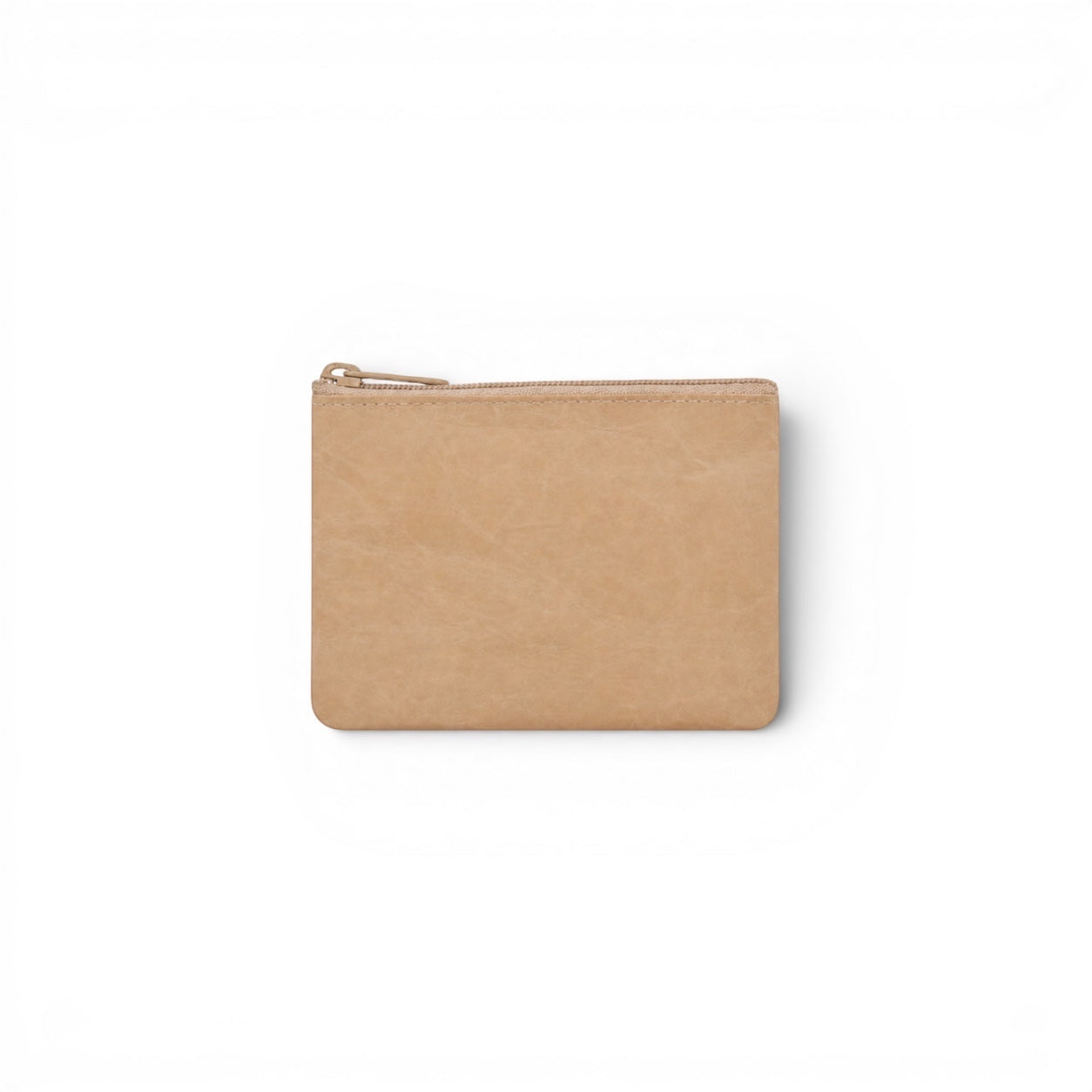 hibino SIWA mini wallet pouch in brown Soft Naoron paper material with a minimalist zippered design