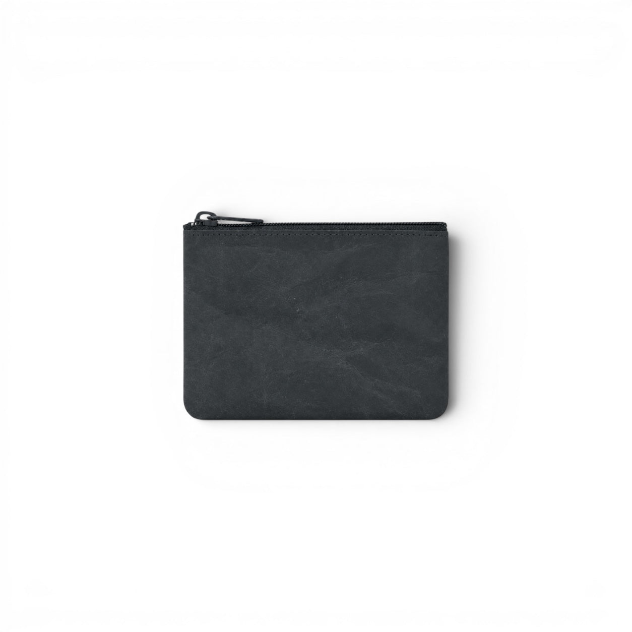 hibino SIWA charcoal black mini wallet made from durable water-resistant Soft Naoron paper with a zipper closure