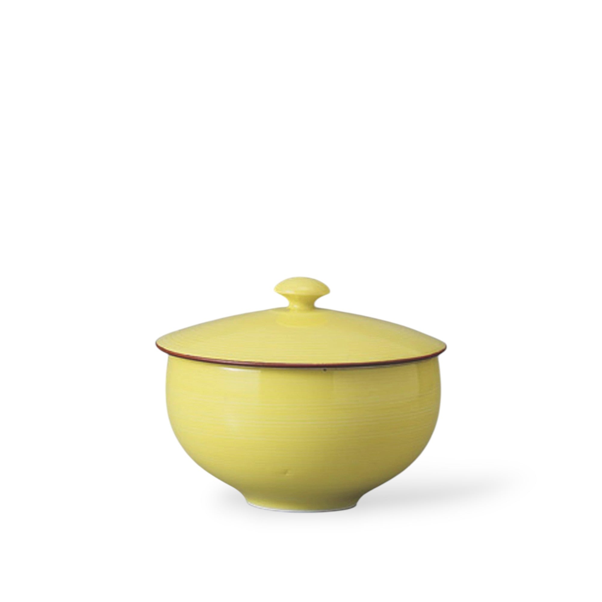 Arita ware yellow glaze cup with lid