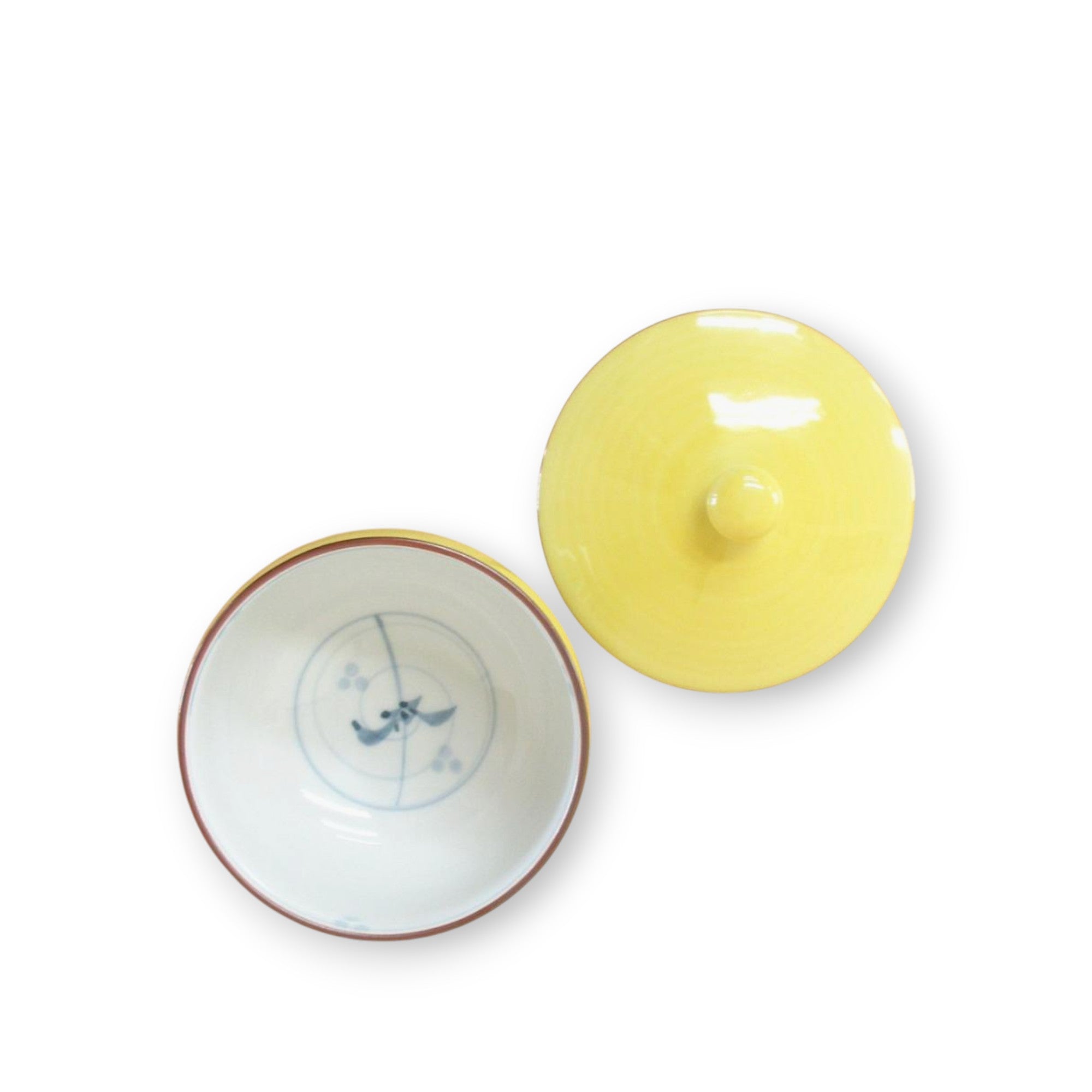 Arita ware yellow glaze cup with lid