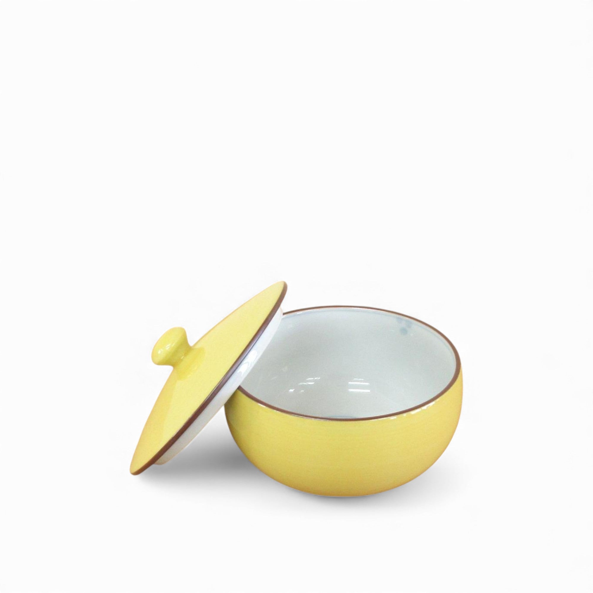 Arita ware yellow glaze cup with lid